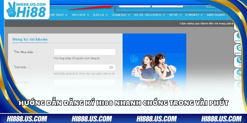 Hướng dẫn đăng ký Hi88 nhanh chóng trong vài phút